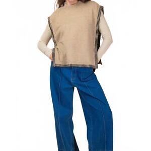 NEW VERY J canyon edge knit sweater in beige